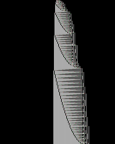 space-time diagram from the blank tape, steps 0 to 10,000