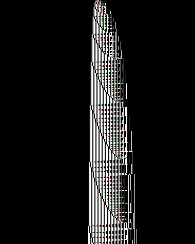 space-time diagram from the blank tape, steps 0 to 10,000