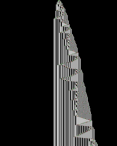 space-time diagram from the blank tape, steps 0 to 10,000