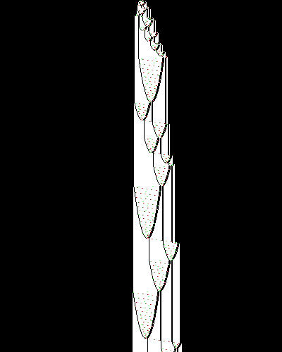 space-time diagram from the blank tape, steps 0 to 10,000
