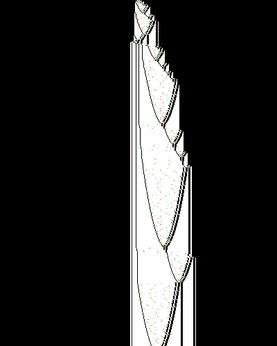 space-time diagram from the blank tape, steps 0 to 10,000