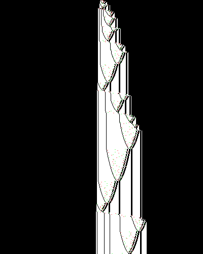 space-time diagram from the blank tape, steps 0 to 10,000