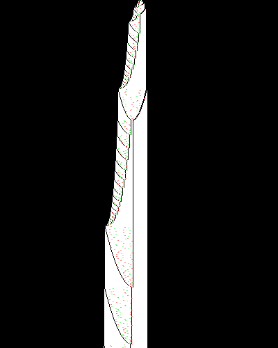 space-time diagram from the blank tape, steps 0 to 10,000