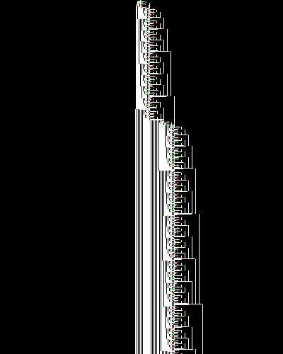 space-time diagram from the blank tape, steps 0 to 10,000