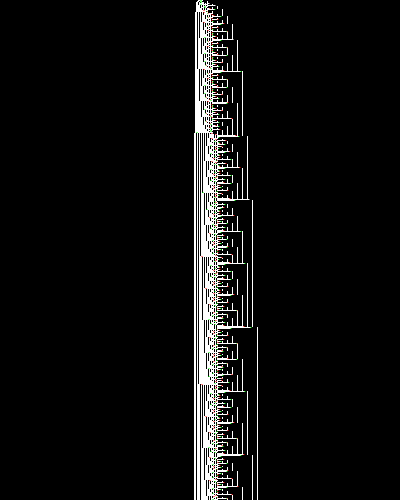 space-time diagram from the blank tape, steps 0 to 10,000