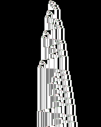 space-time diagram from the blank tape, steps 0 to 10,000
