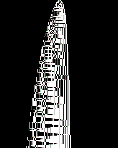 space-time diagram from the blank tape, steps 0 to 10,000