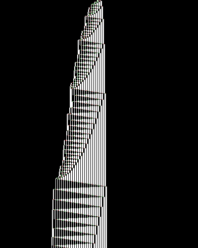 space-time diagram from the blank tape, steps 0 to 10,000