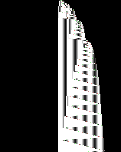 space-time diagram from the blank tape, steps 0 to 10,000