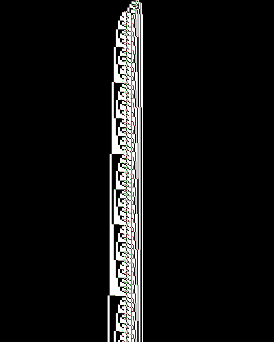 space-time diagram from the blank tape, steps 0 to 10,000