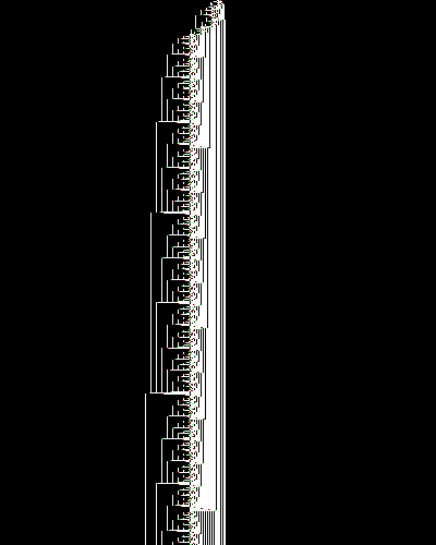 space-time diagram from the blank tape, steps 0 to 10,000