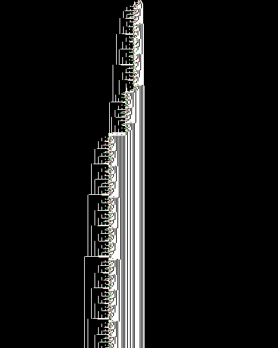 space-time diagram from the blank tape, steps 0 to 10,000