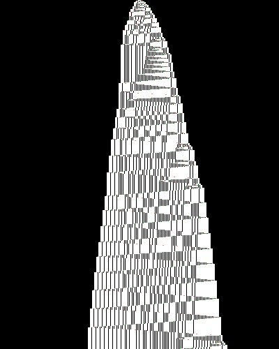 space-time diagram from the blank tape, steps 0 to 10,000
