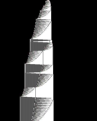 space-time diagram from the blank tape, steps 0 to 10,000