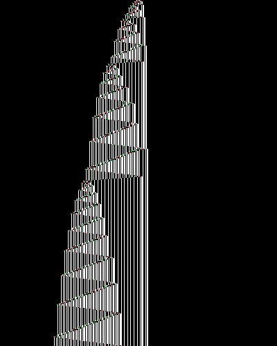 space-time diagram from the blank tape, steps 0 to 10,000