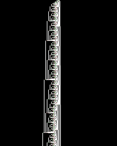space-time diagram from the blank tape, steps 0 to 10,000