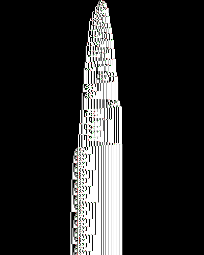 space-time diagram from the blank tape, steps 0 to 10,000
