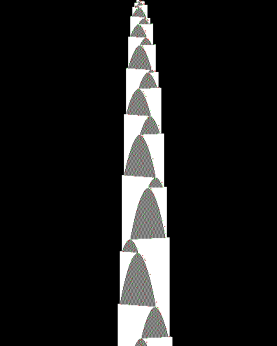 space-time diagram from the blank tape, steps 0 to 10,000