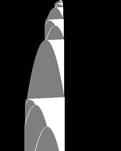 space-time diagram from the blank tape, steps 0 to 10,000