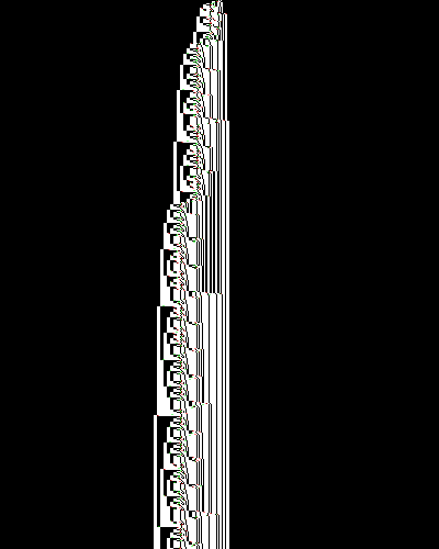 space-time diagram from the blank tape, steps 0 to 10,000