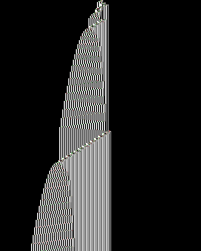 space-time diagram from the blank tape, steps 0 to 10,000