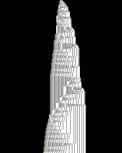 space-time diagram from the blank tape, steps 0 to 10,000