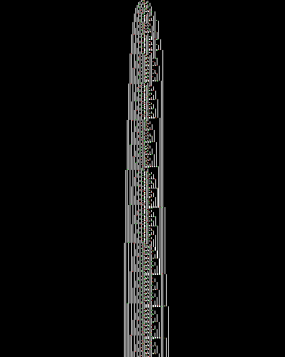 space-time diagram from the blank tape, steps 0 to 10,000