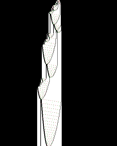 space-time diagram from the blank tape, steps 0 to 10,000