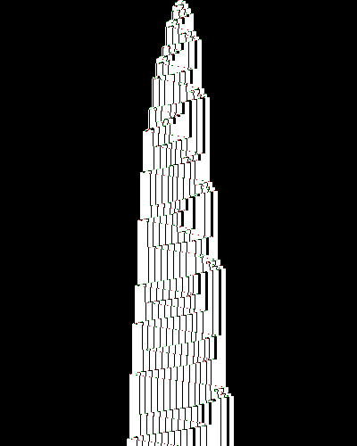 space-time diagram from the blank tape, steps 0 to 10,000