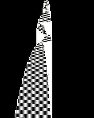 space-time diagram from the blank tape, steps 0 to 10,000