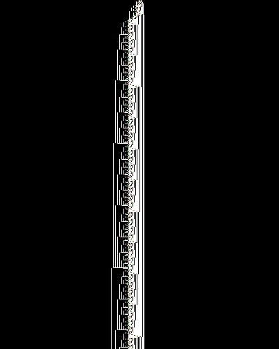 space-time diagram from the blank tape, steps 0 to 10,000