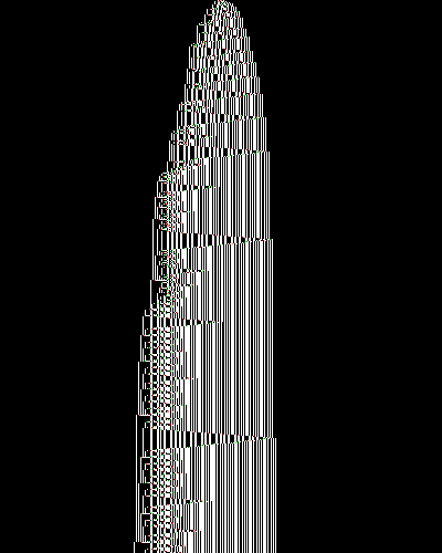 space-time diagram from the blank tape, steps 0 to 10,000
