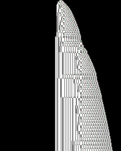 space-time diagram from the blank tape, steps 0 to 10,000