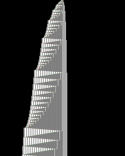 space-time diagram from the blank tape, steps 0 to 10,000