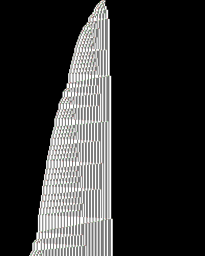space-time diagram from the blank tape, steps 0 to 10,000