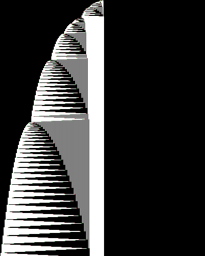 space-time diagram from the blank tape, steps 0 to 10,000