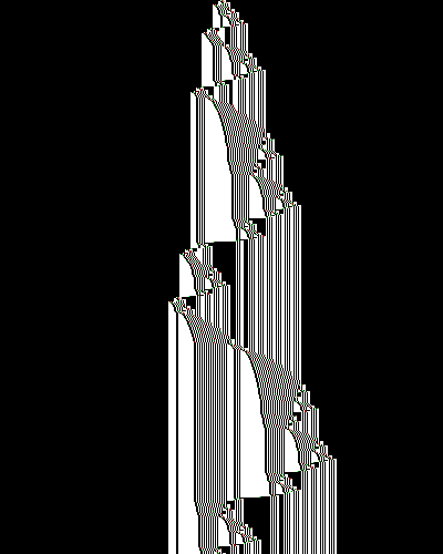 space-time diagram from the blank tape, steps 0 to 10,000
