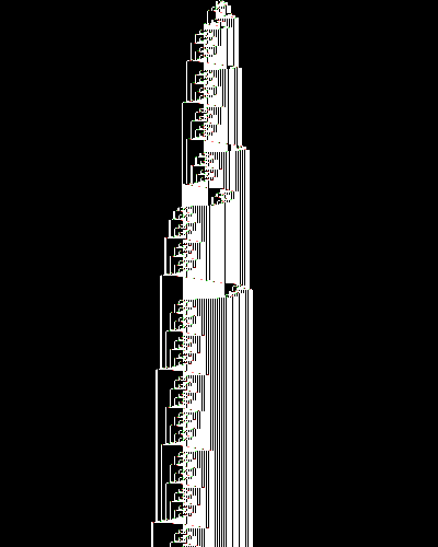 space-time diagram from the blank tape, steps 0 to 10,000