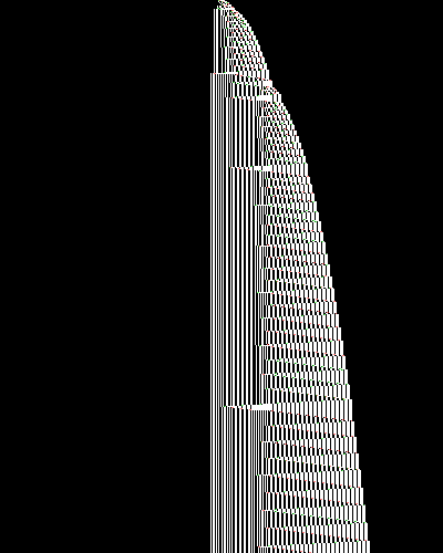 space-time diagram from the blank tape, steps 0 to 10,000