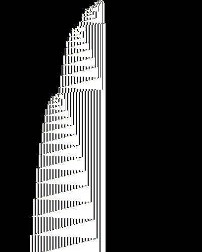 space-time diagram from the blank tape, steps 0 to 10,000