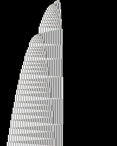 space-time diagram from the blank tape, steps 0 to 10,000