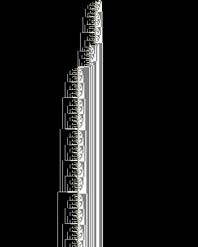 space-time diagram from the blank tape, steps 0 to 10,000