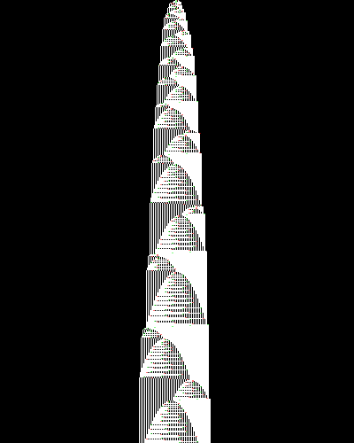 space-time diagram from the blank tape, steps 0 to 10,000