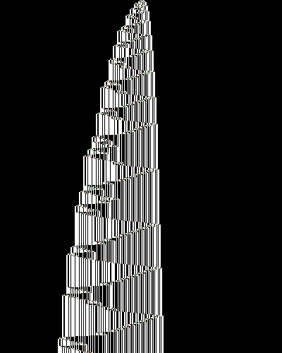 space-time diagram from the blank tape, steps 0 to 10,000