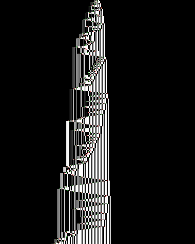 space-time diagram from the blank tape, steps 0 to 10,000