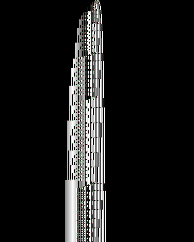 space-time diagram from the blank tape, steps 0 to 10,000