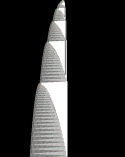 space-time diagram from the blank tape, steps 0 to 10,000
