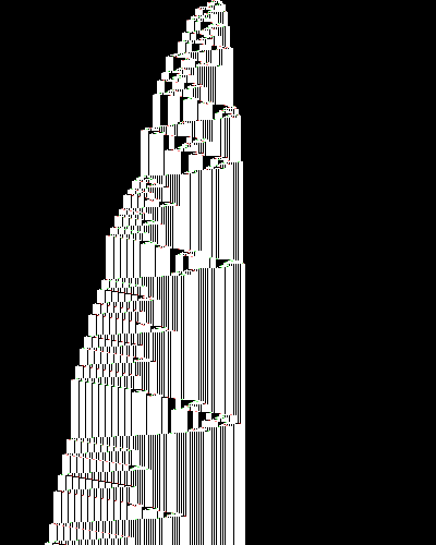 space-time diagram from the blank tape, steps 0 to 10,000
