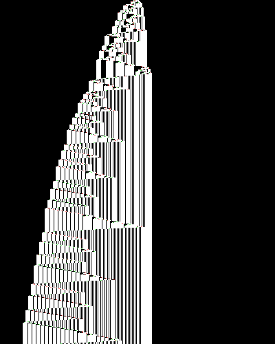 space-time diagram from the blank tape, steps 0 to 10,000