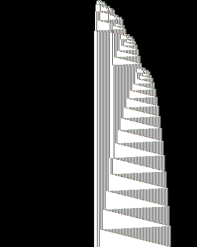 space-time diagram from the blank tape, steps 0 to 10,000